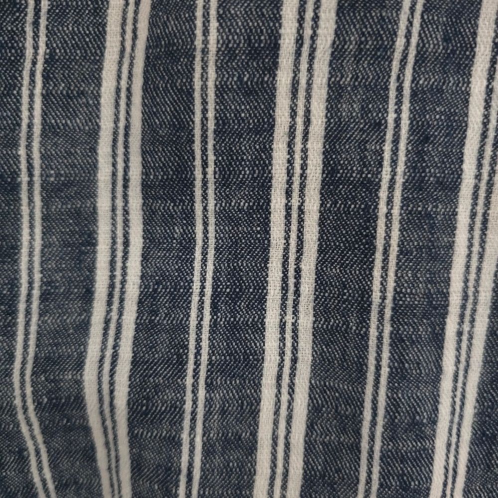 Old Navy Linen Cotton Wide Leg Pants Striped Pull-On Pockets Blue White Large - Picture 8 of 14